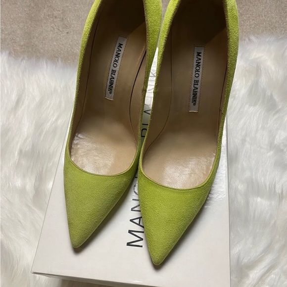 Manolo Blahnik BB 105 green suede heels pumps 38 - Picture 3 of 6